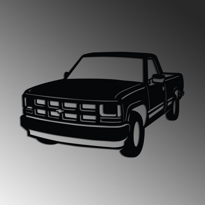 Wallity Chevrolet C-K (1994 - 1996) Escultura de pared de metal negra Wallity Chevrolet C-K (1994 - 1996) Escultura de pared de metal negra